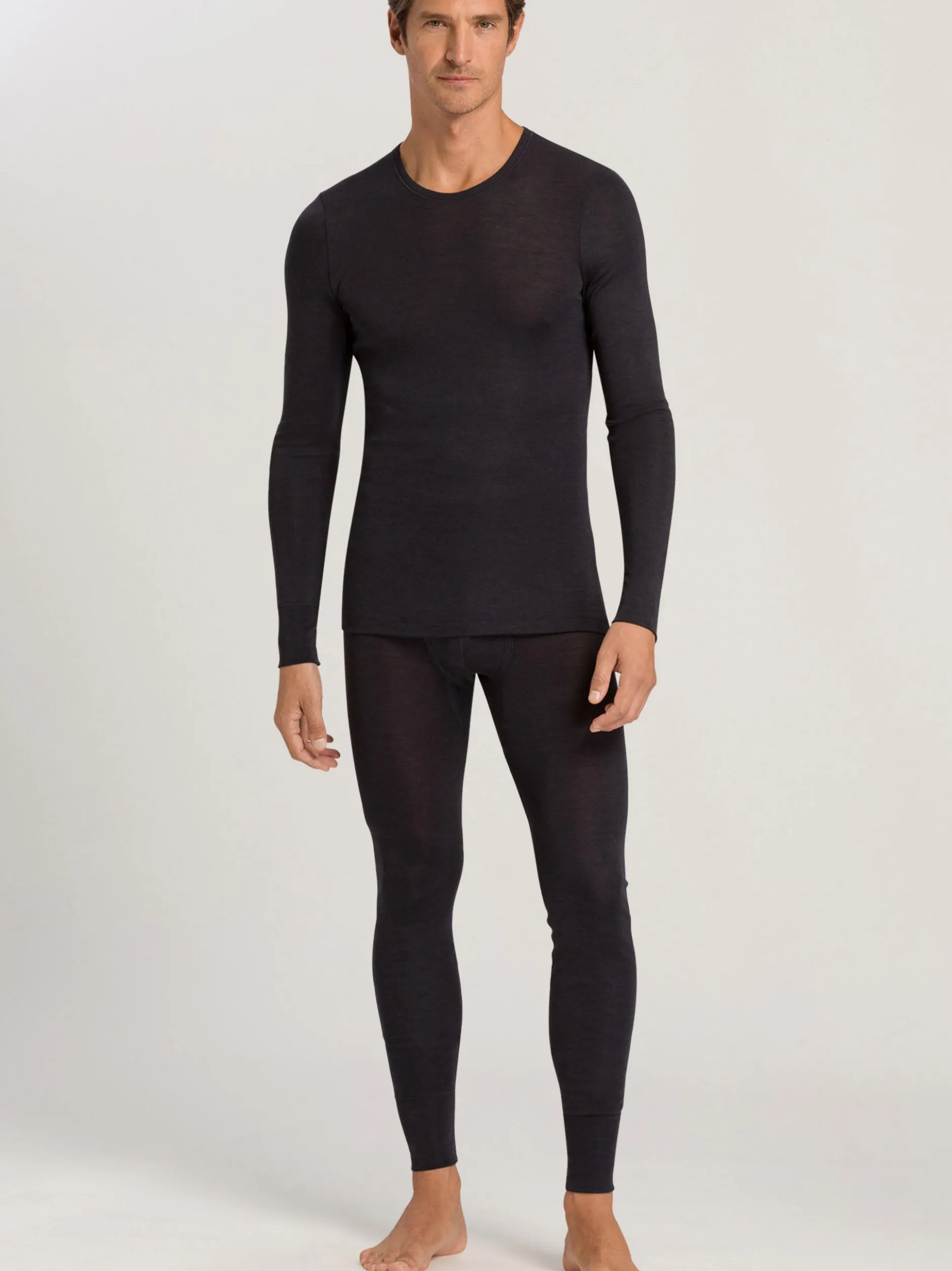 Hanro Herren Longsleeve - Woolen Silk in anthrazit