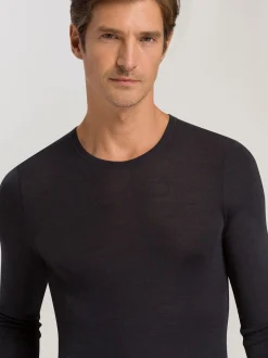 Hanro Herren Longsleeve - Woolen Silk in anthrazit
