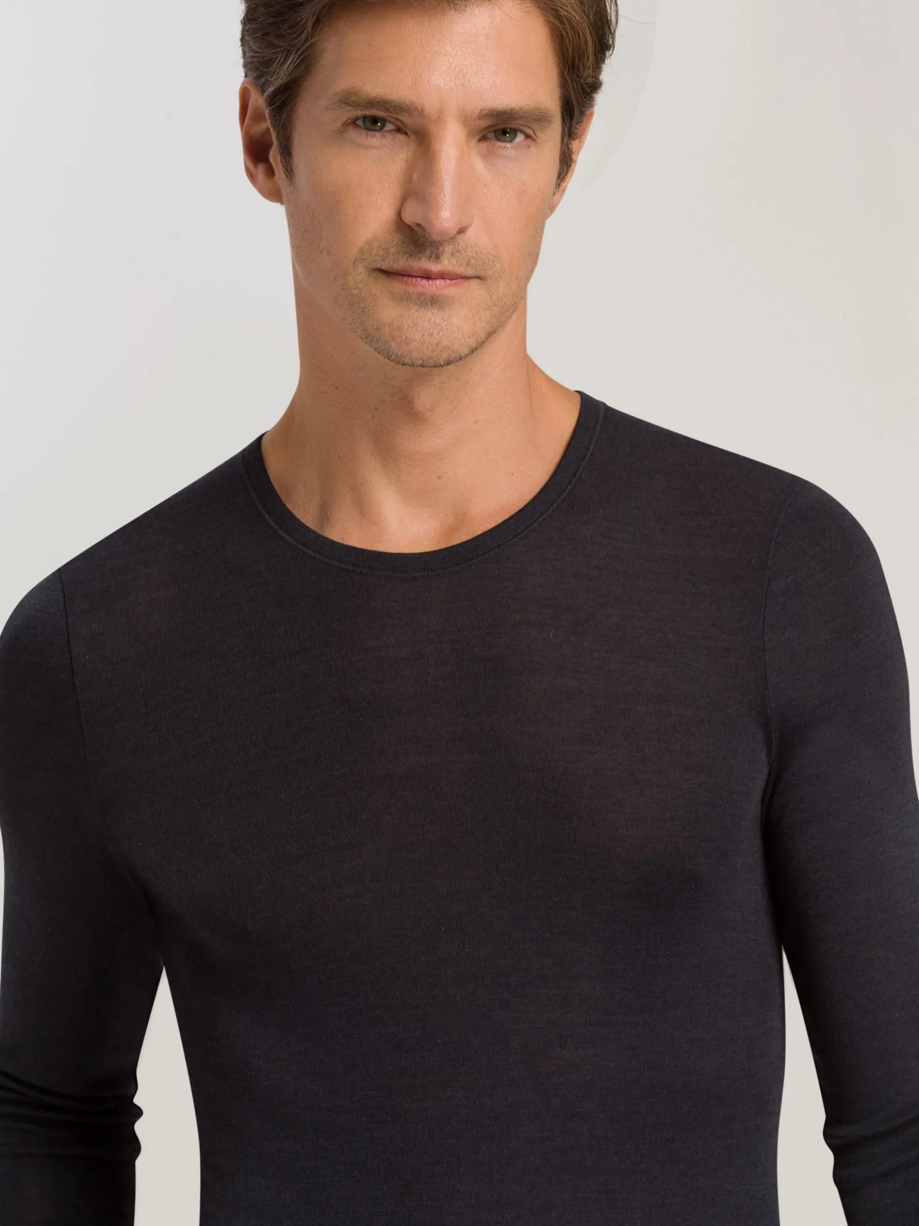 Hanro Herren Longsleeve - Woolen Silk in anthrazit