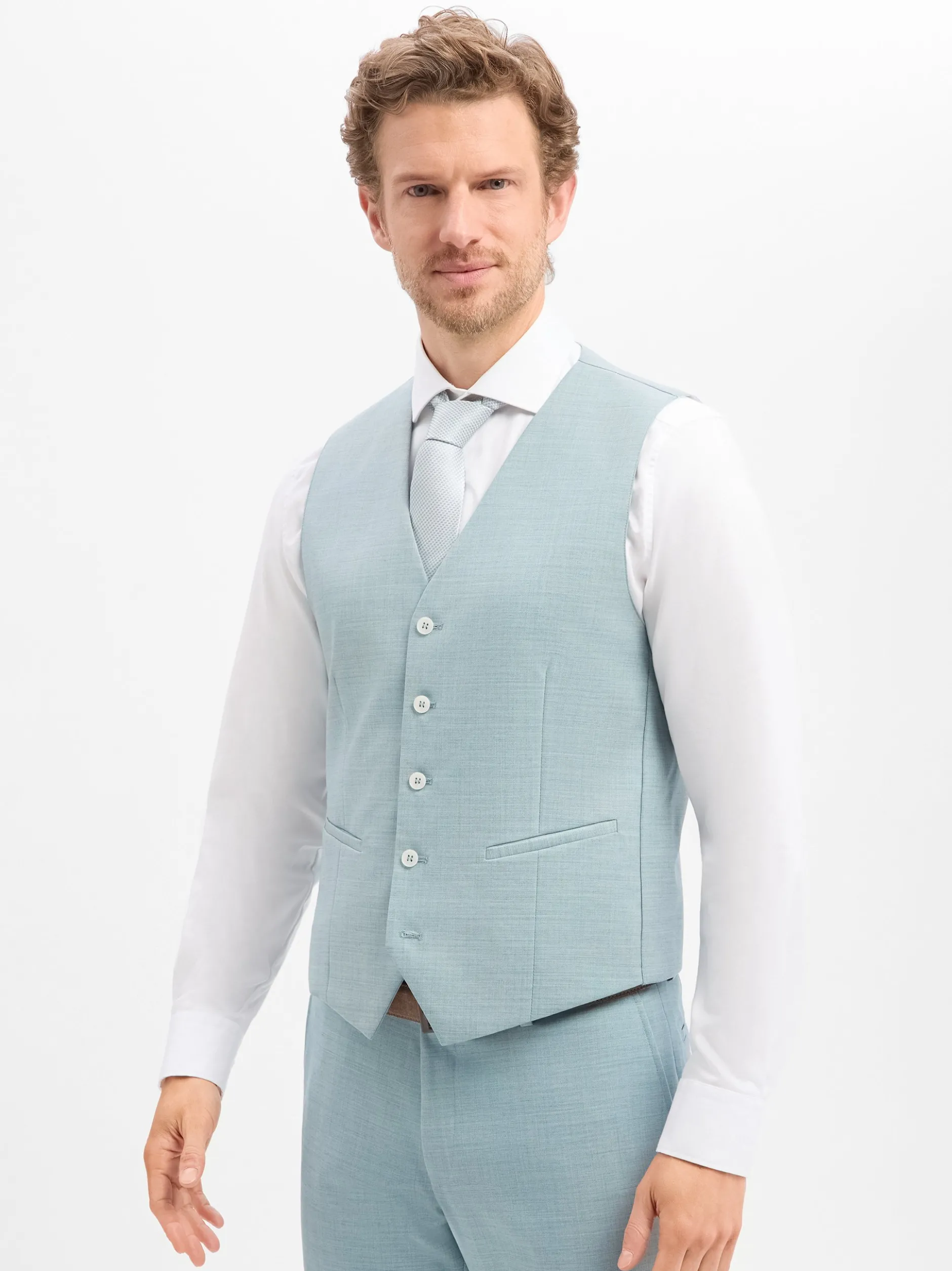 Hechter Paris Herren Baukasten-Weste mit Schurwolle in aqua