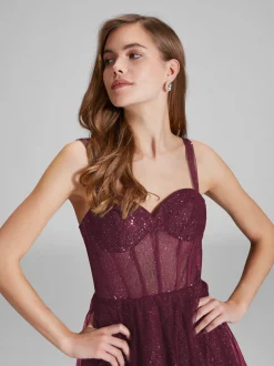 Hey Kyla Damen Abendkleid in aubergine silber