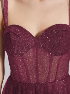 Hey Kyla Damen Abendkleid in aubergine silber
