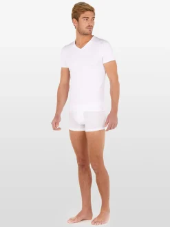 HOM Herren V-Shirt - Tencel Soft in weiß