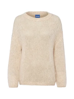HUGO BLUE Damen Grobstrickpullover mit Alpaka-Anteil - Slookina in beige