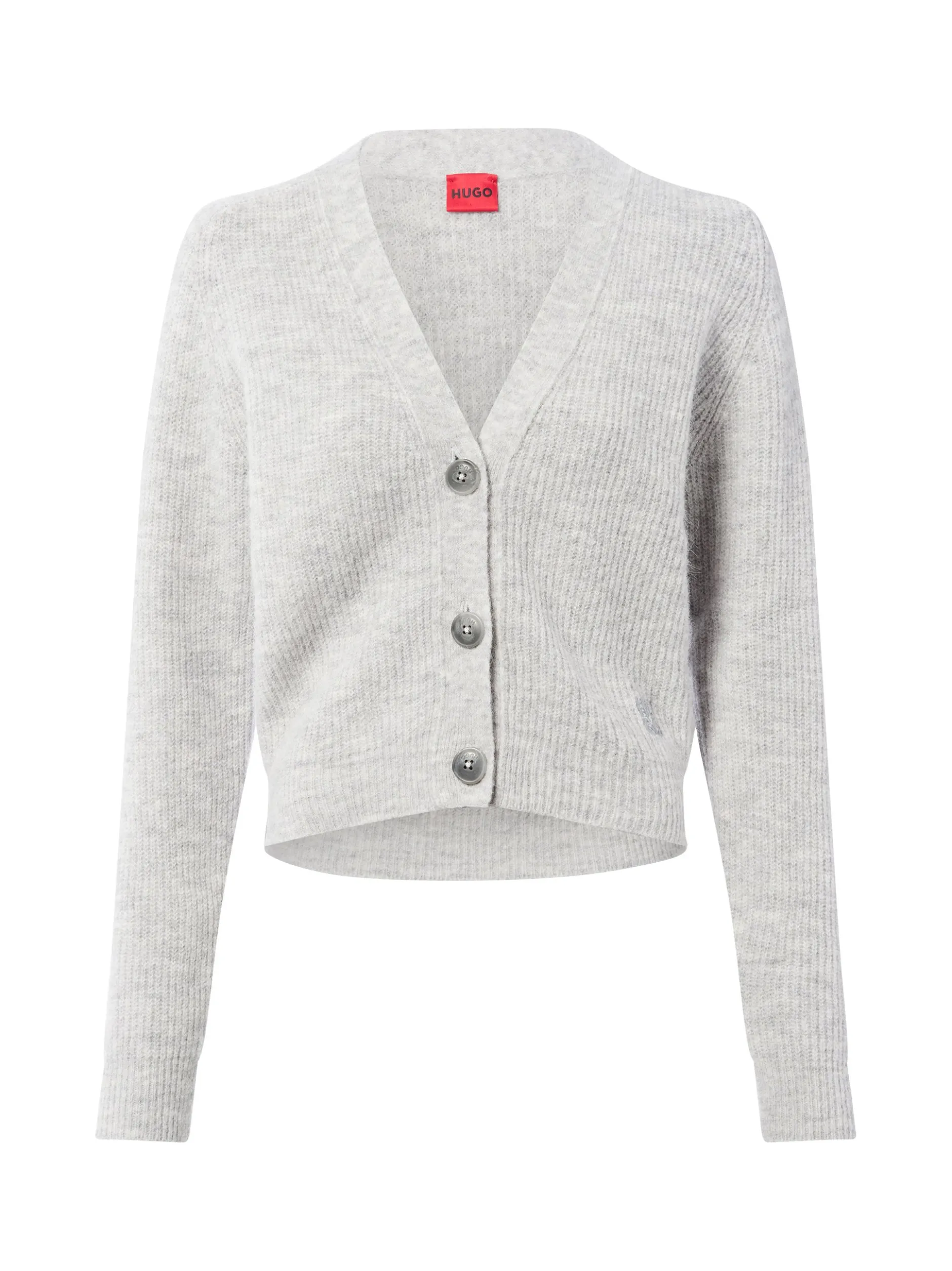 HUGO Damen Strickjacke mit Woll- und Alpaka-Anteil - Sarendie in hellgrau