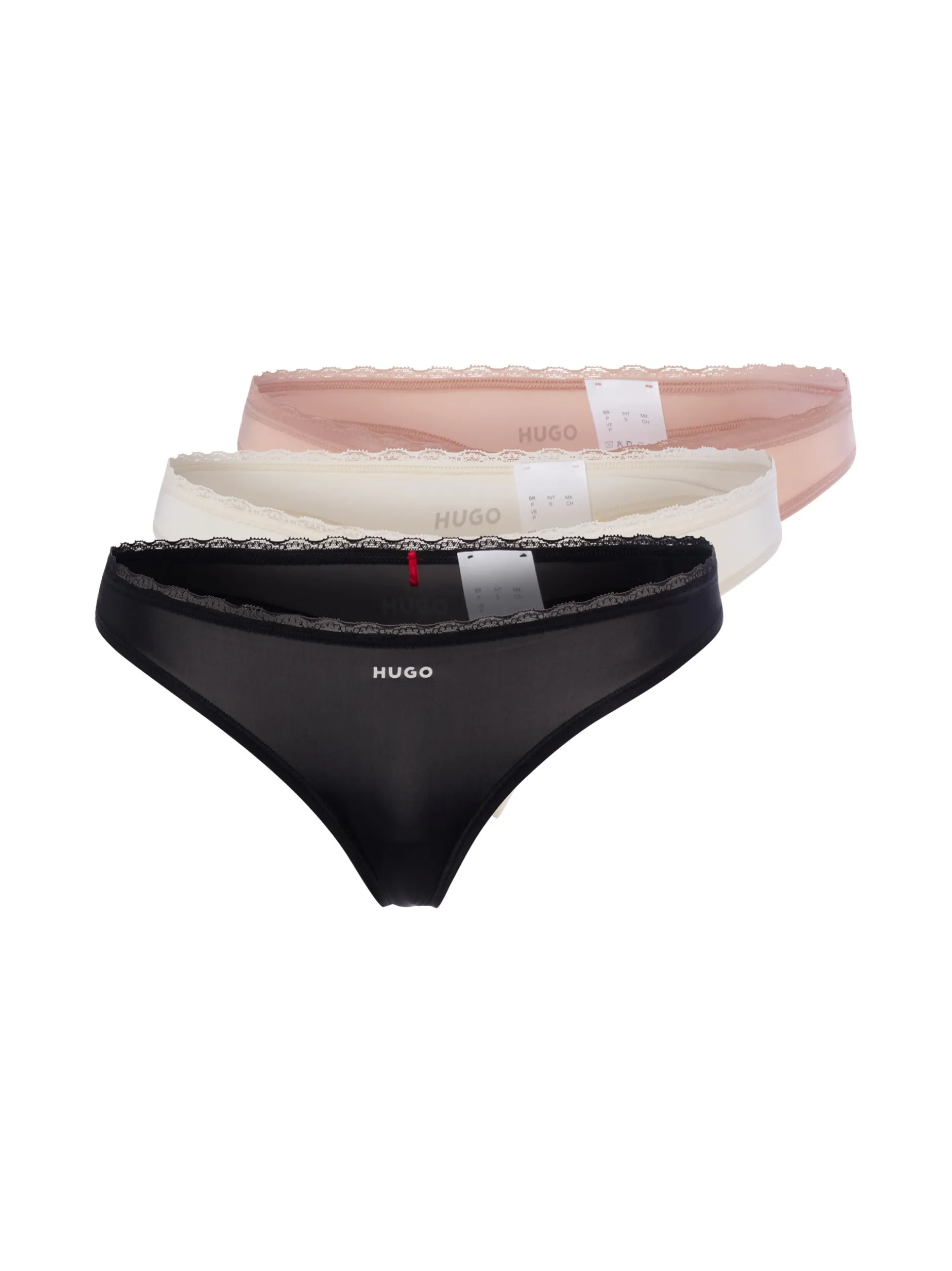 HUGO Damen Tanga-Slips im 3er-Pack in mehrfarbig