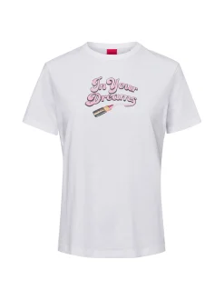 HUGO Damen T-Shirt - Damacia_5 in weiß pink