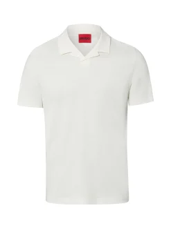HUGO Herren Poloshirt in ecru - Ausschnitt: Polokragen