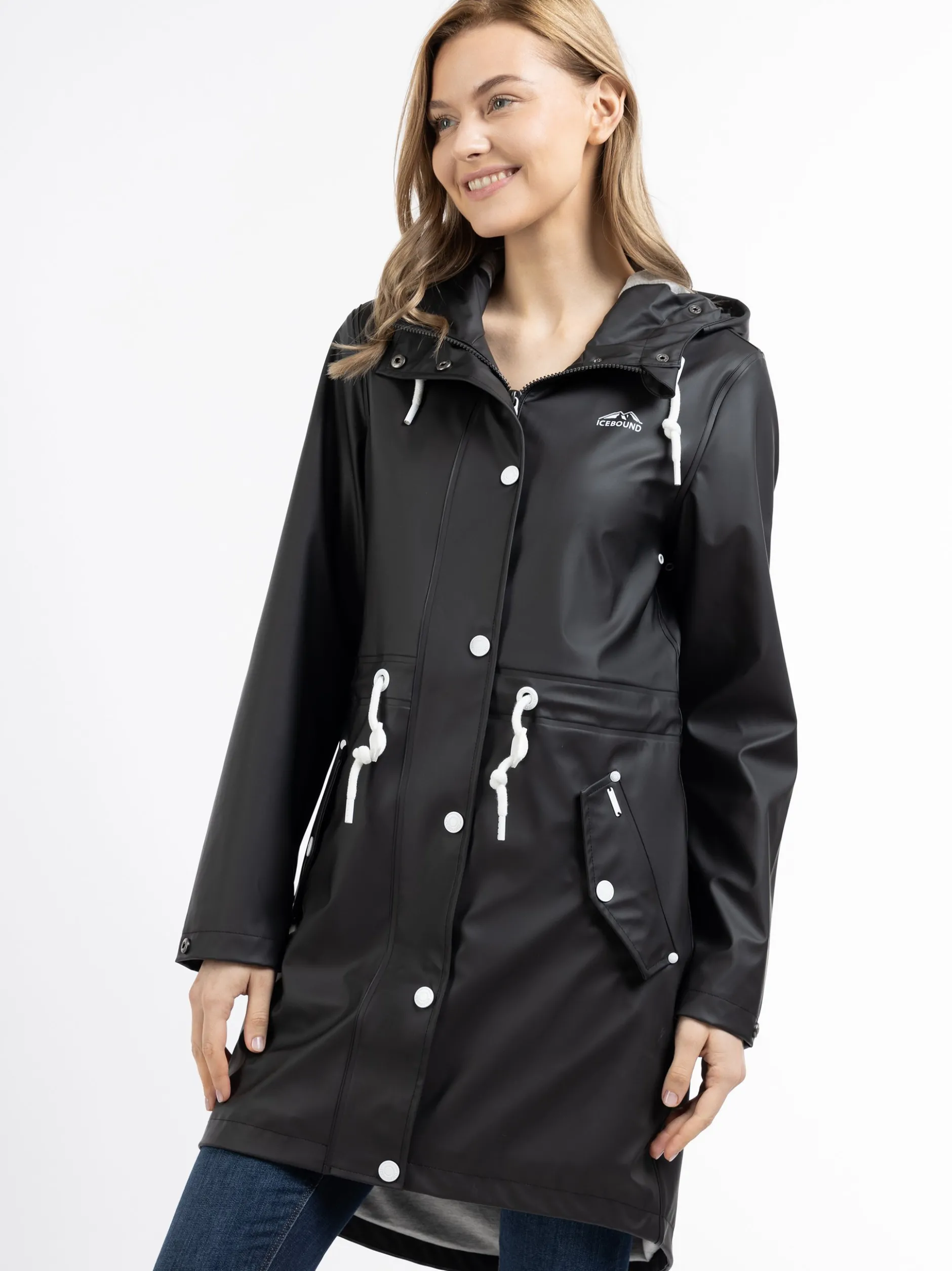 ICEBOUND Damen Regenmantel in schwarz