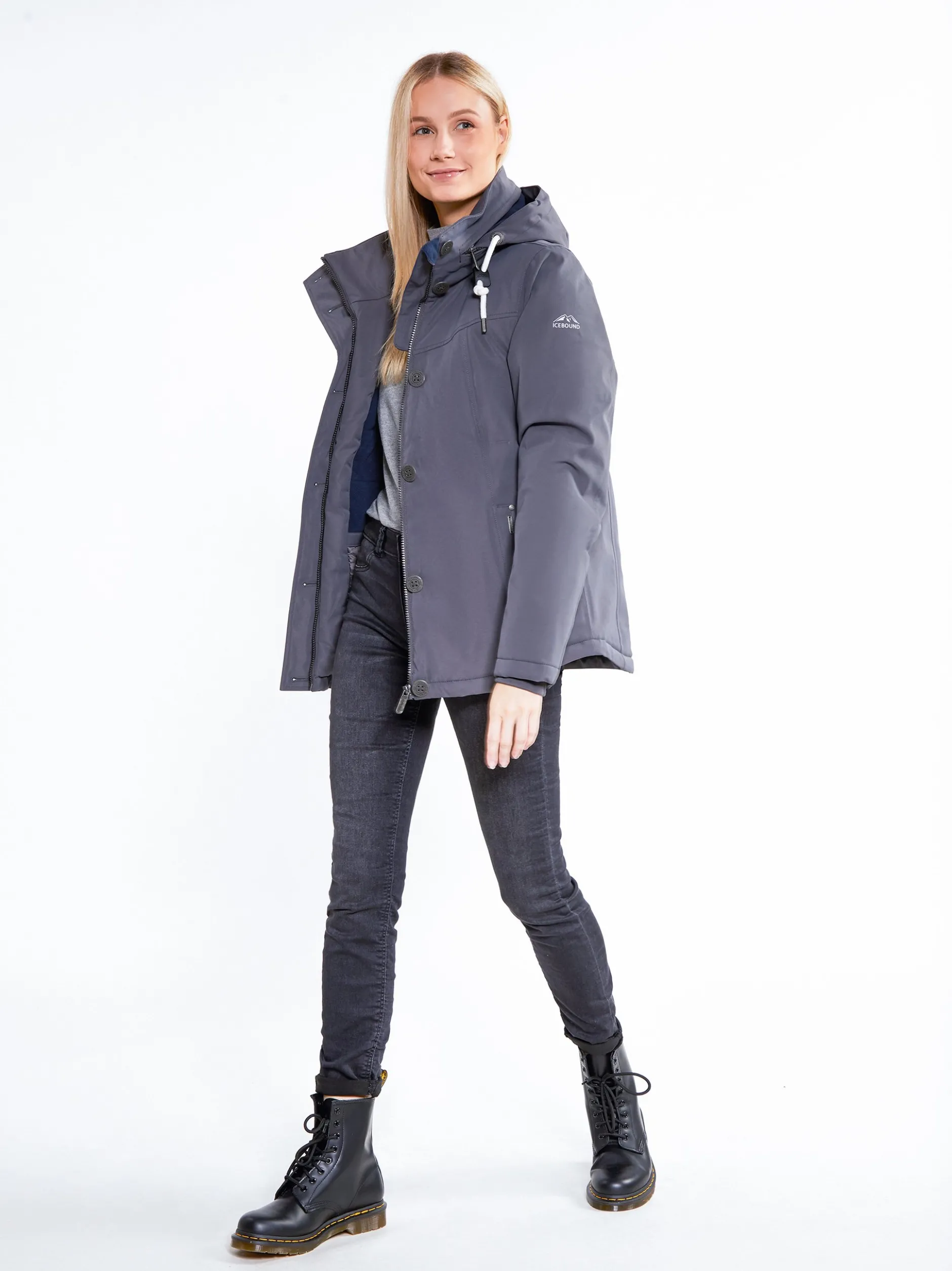 ICEBOUND Damen Winterjacke in dark stone