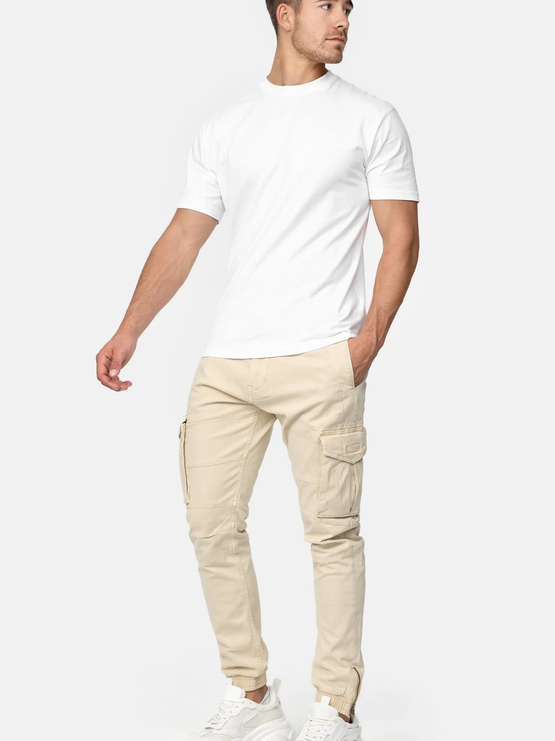 Indicode Herren Cargohose - Alex in beige sand