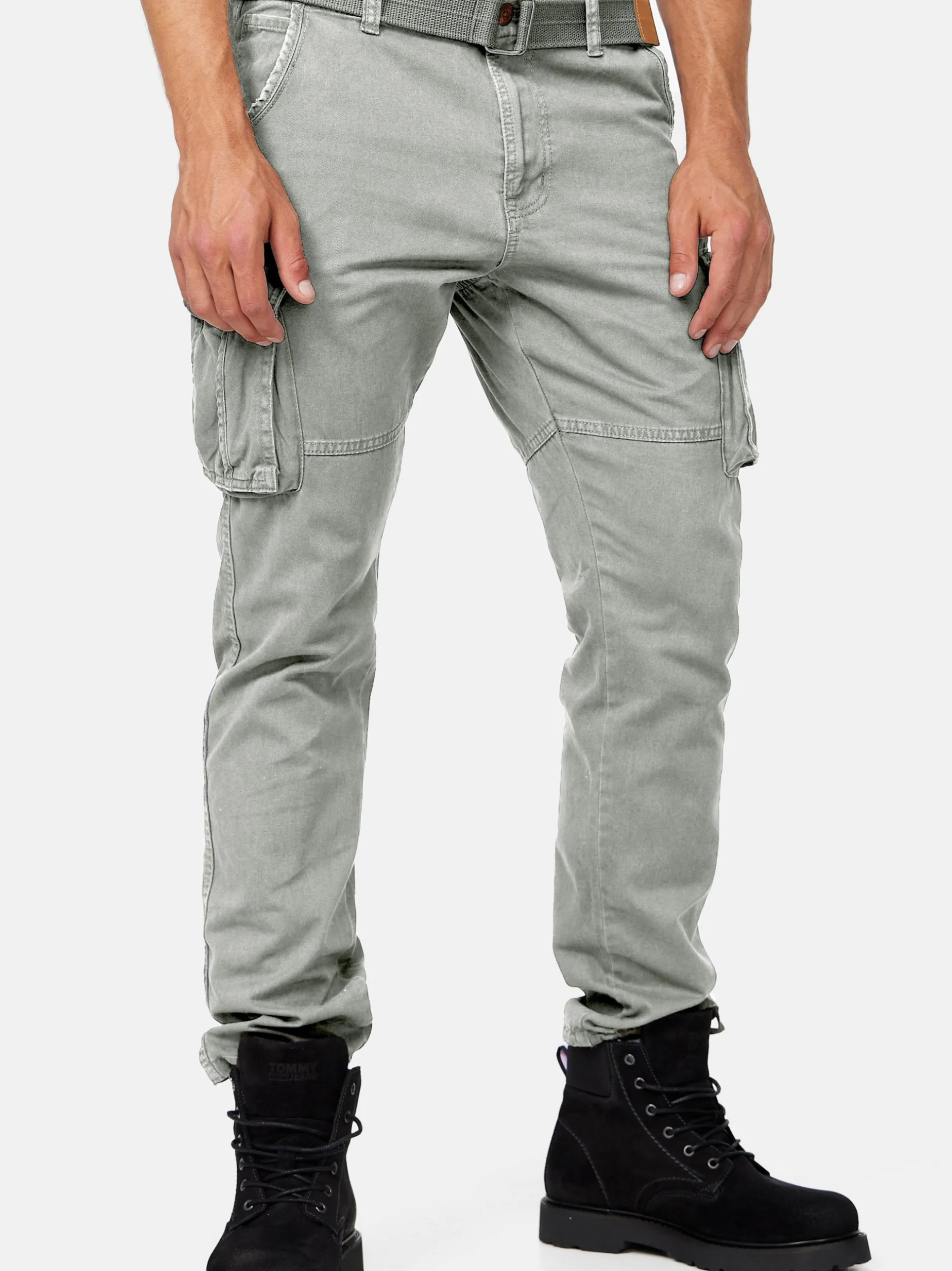 Indicode Herren Cargohose - William in hellgrau grau
