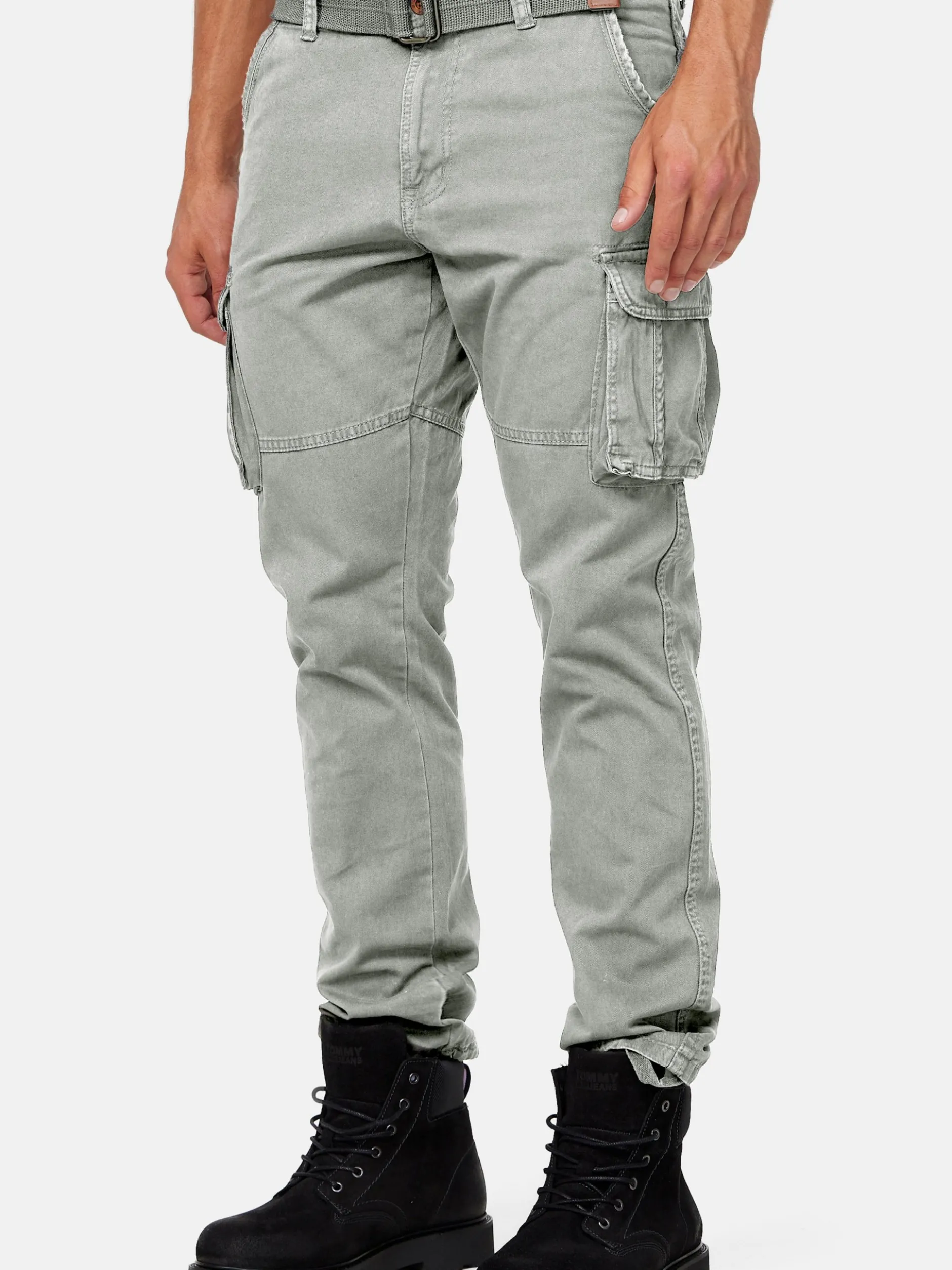 Indicode Herren Cargohose - William in hellgrau grau