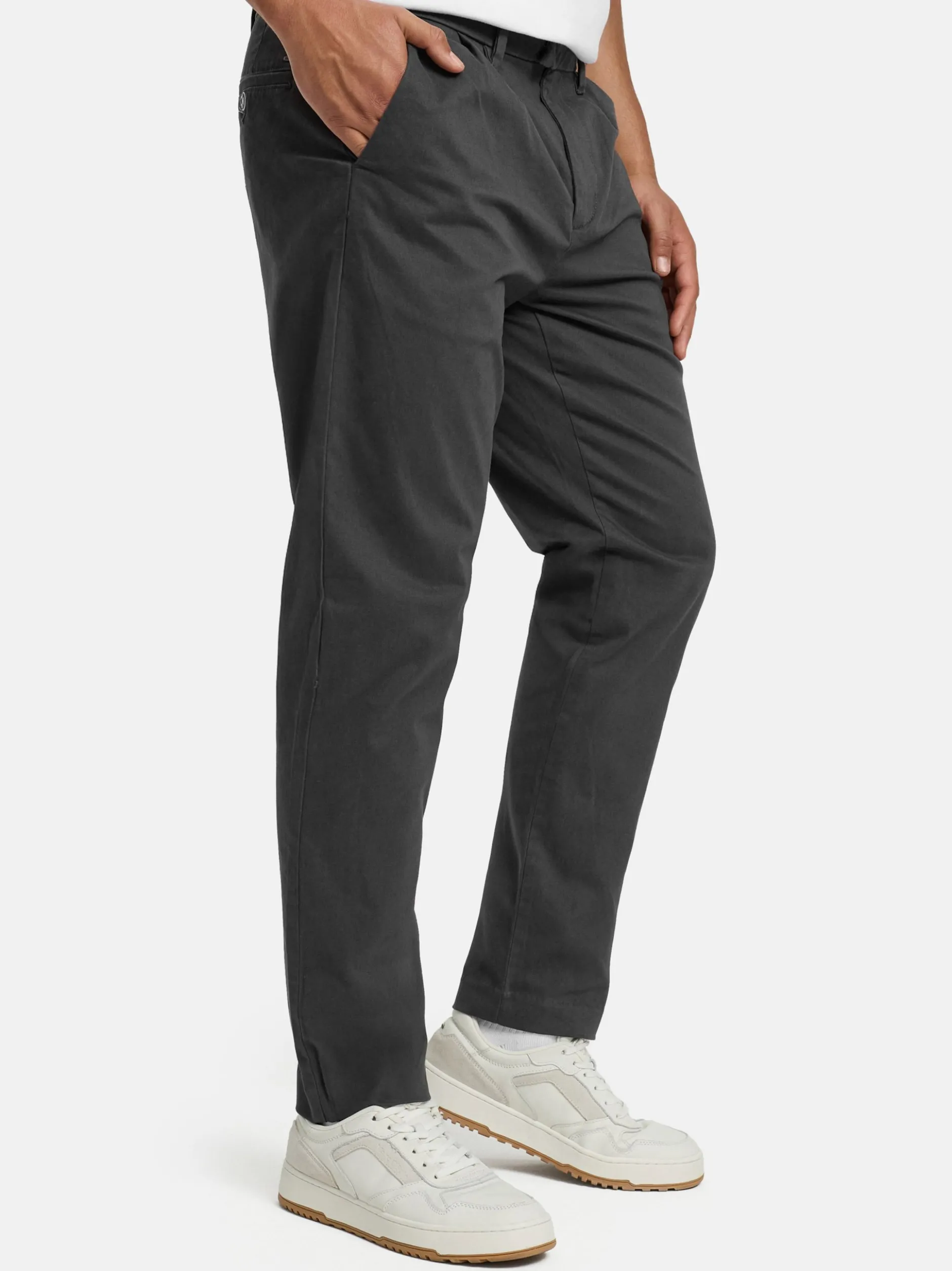 Indicode Herren Chinohose - Ignazo in anthrazit grau