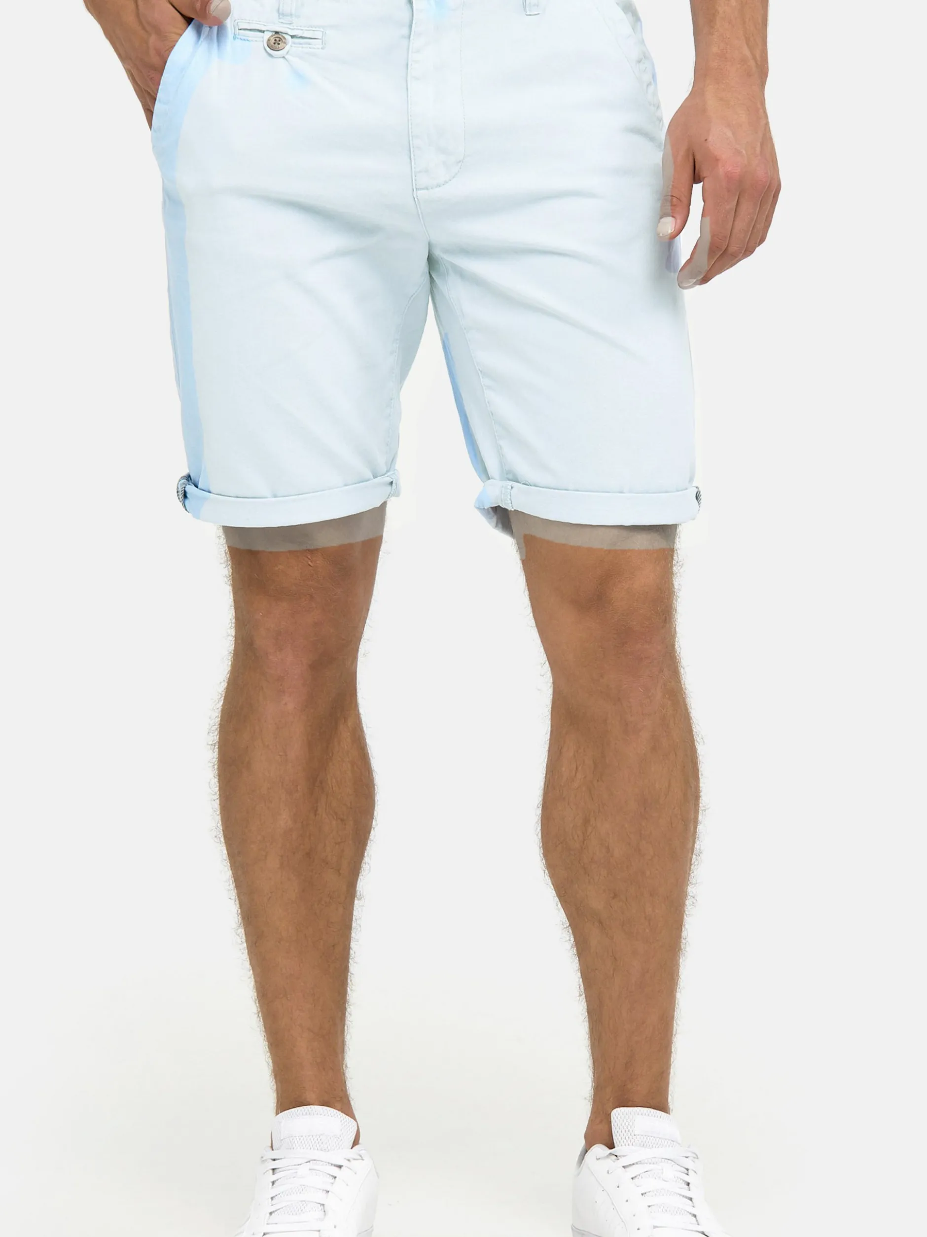 Indicode Herren Chino Shorts - Cuba in hellblau blau