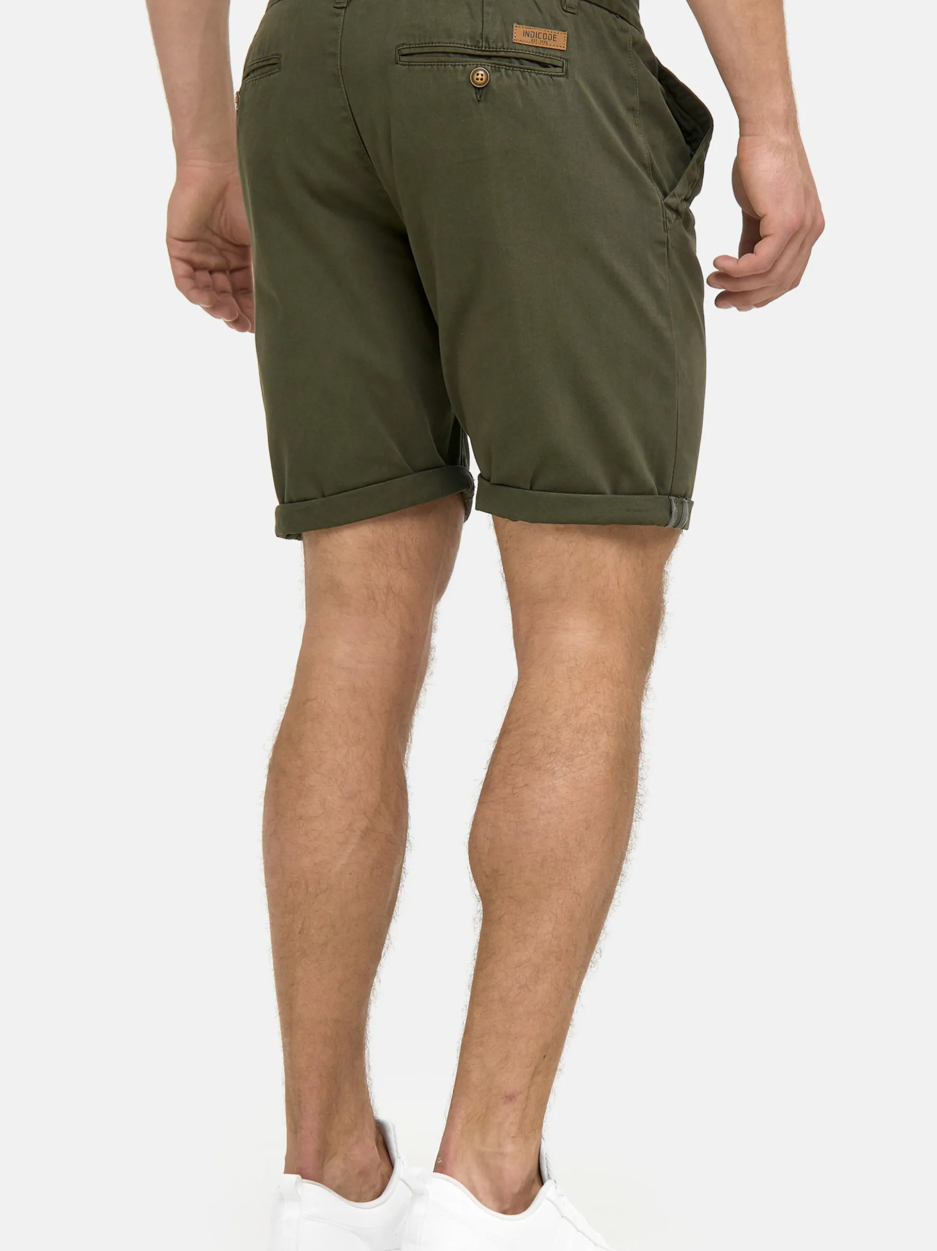 Indicode Herren Chino Shorts - Cuba in khaki grün