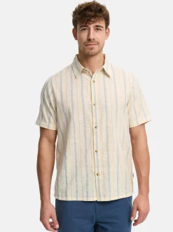 Indicode Herren Hemd Kurzarm - INJulio in blau beige