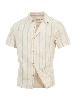 Indicode Herren Hemd Kurzarm - INJulio in blau beige