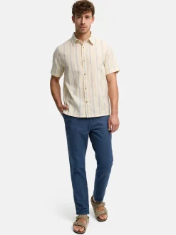 Indicode Herren Hemd Kurzarm - INJulio in blau beige
