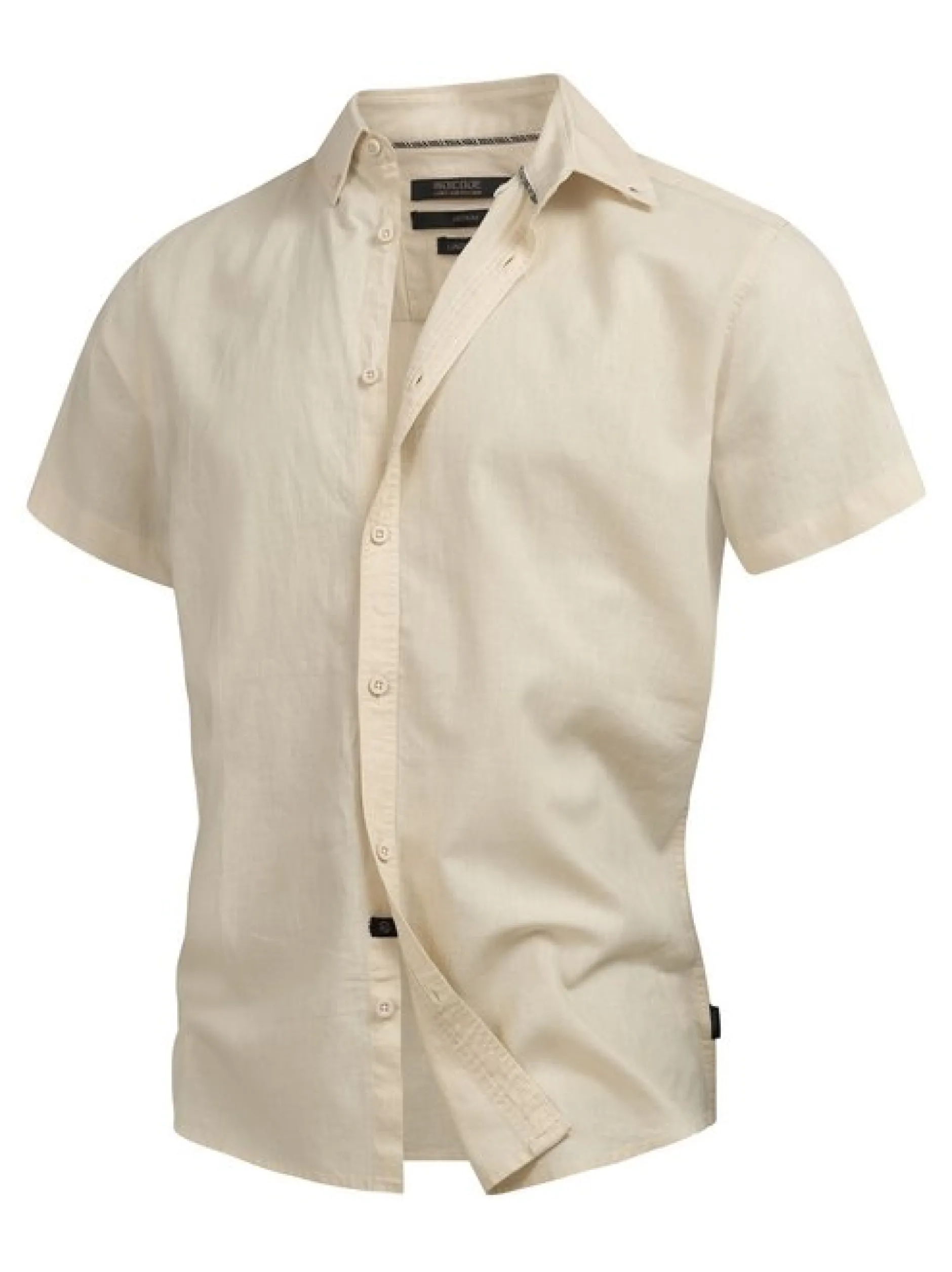 Indicode Herren Hemd Kurzarm - INBravida in beige sand