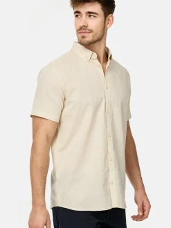 Indicode Herren Hemd Kurzarm - INBravida in beige sand