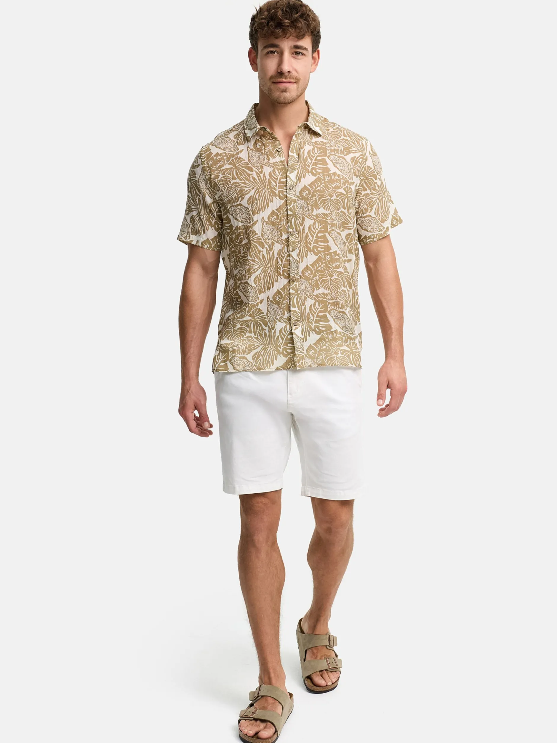 Indicode Herren Hemd Kurzarm - INMalve in beige