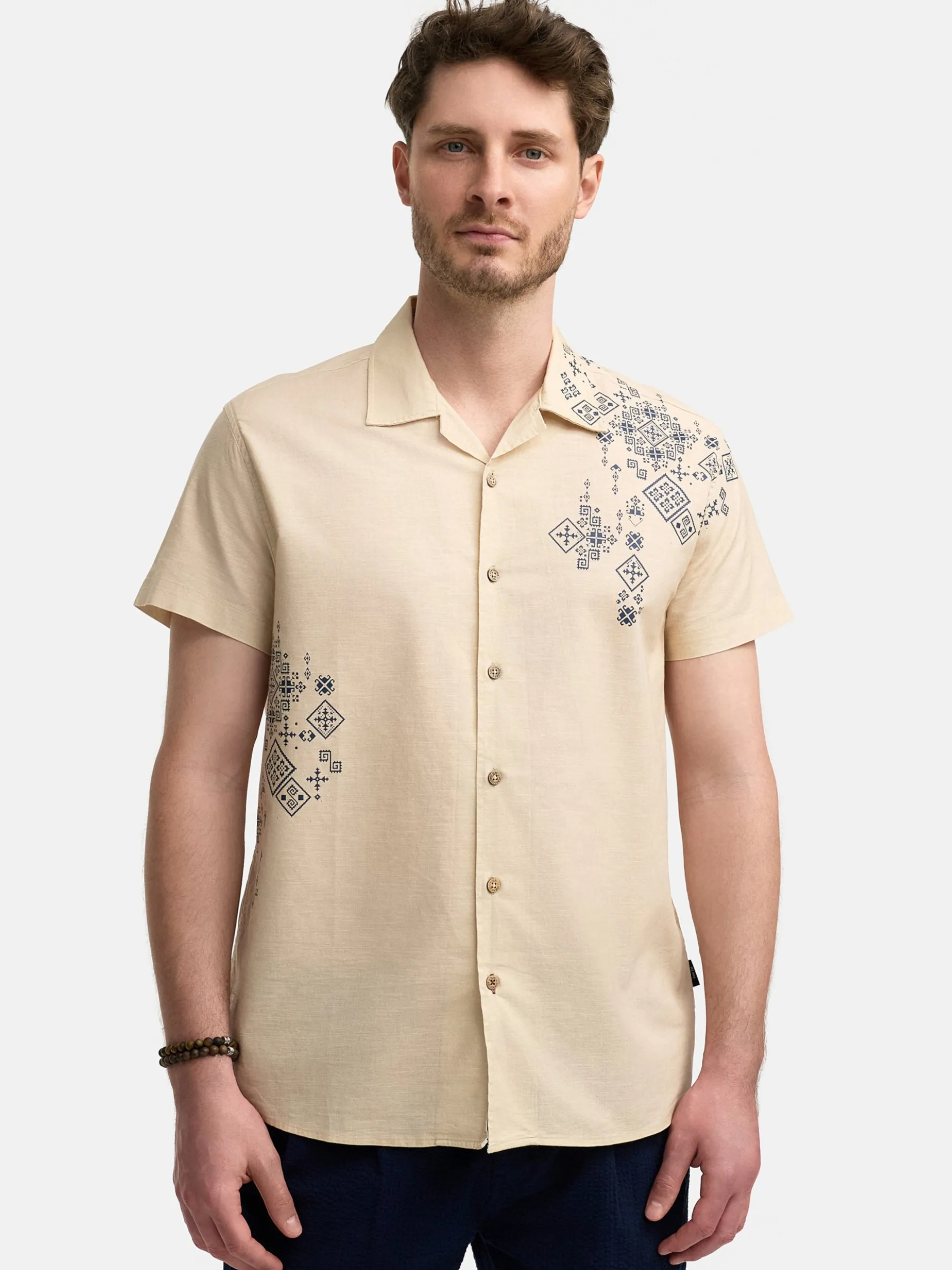 Indicode Herren Hemd Kurzarm - INCotta in aqua blau