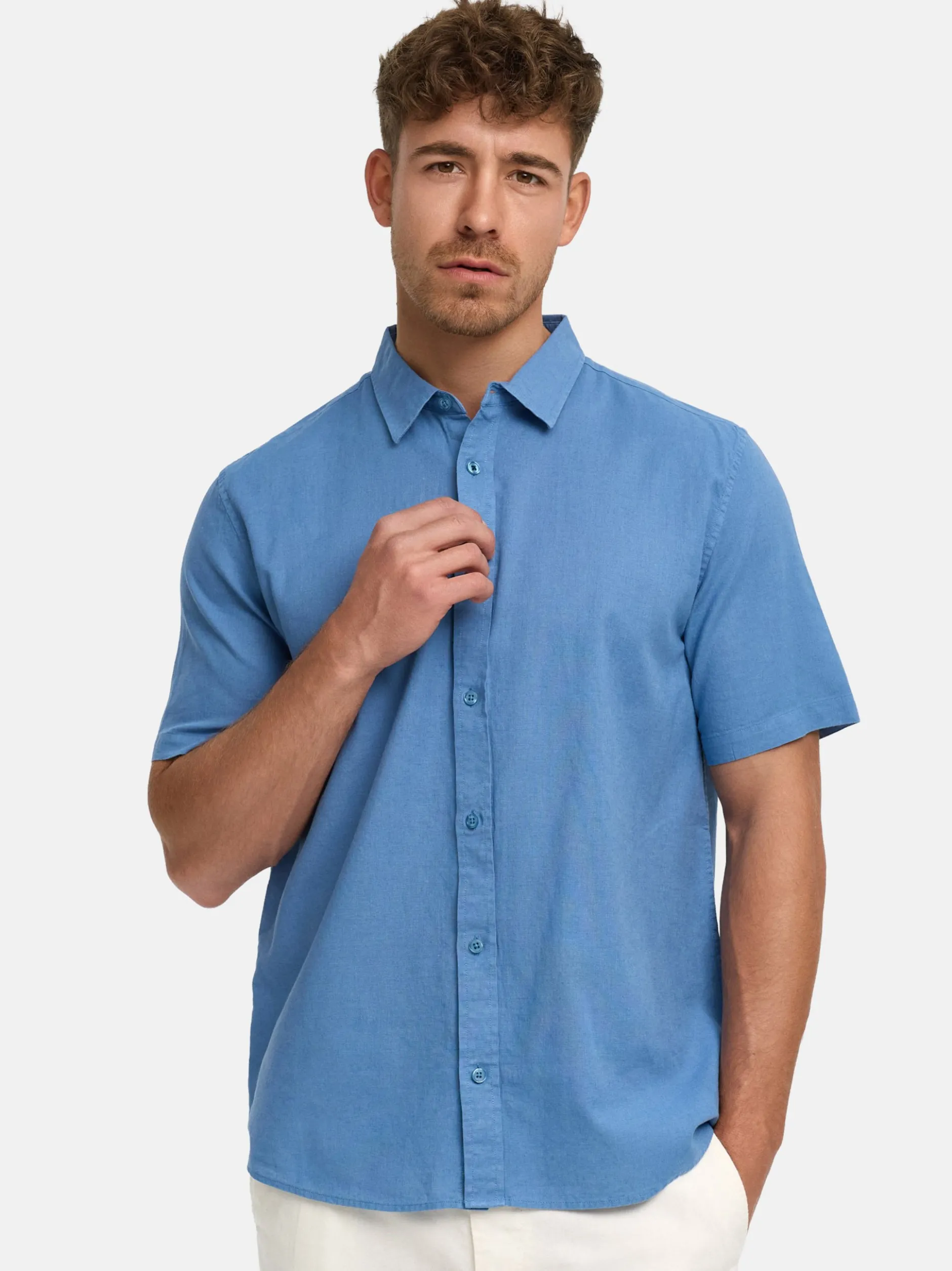 Indicode Herren Hemd Kurzarm - INCeppo in blau