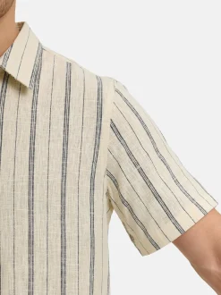 Indicode Herren Hemd Kurzarm - INJulio in beige blau