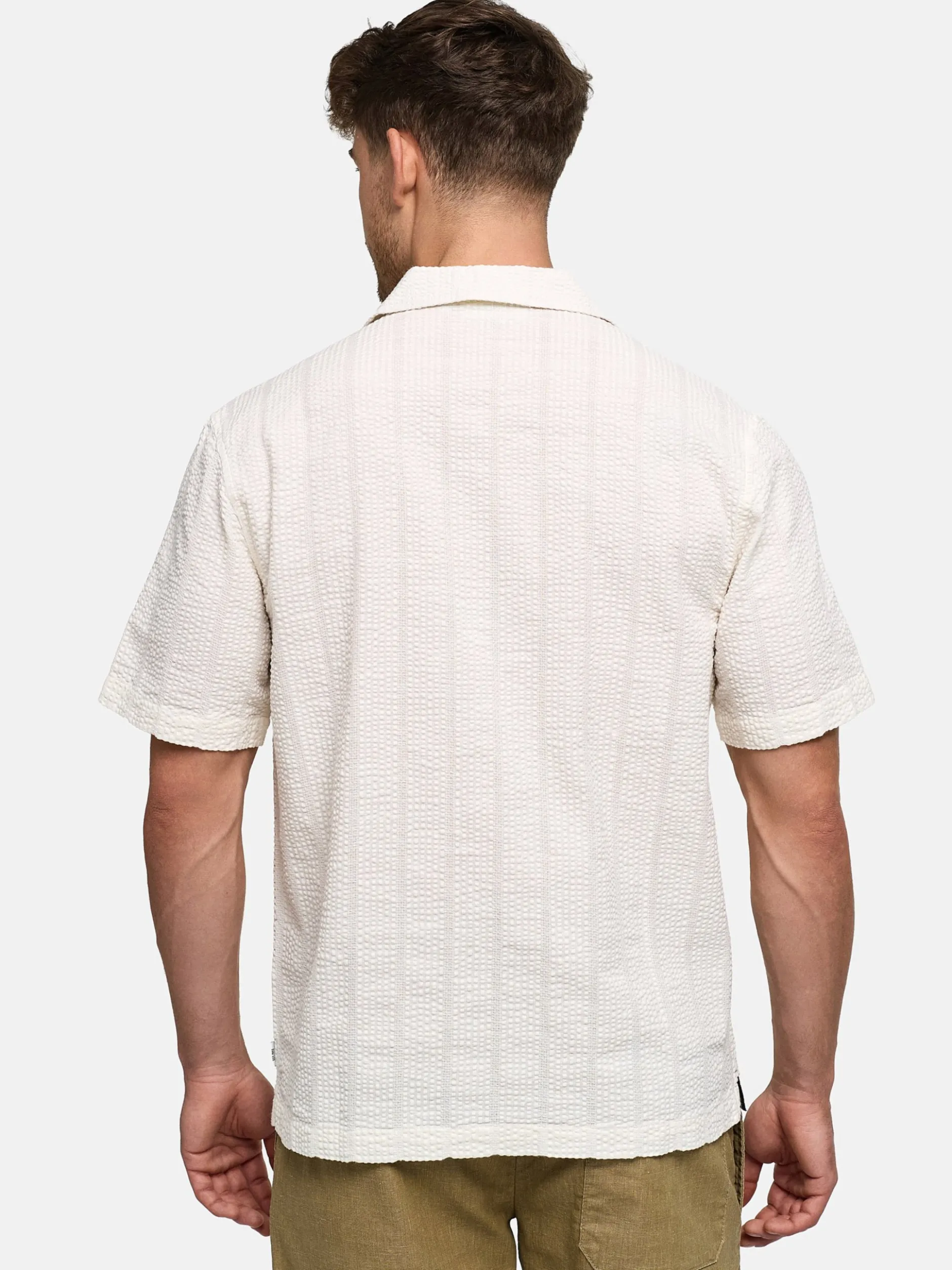 Indicode Herren Hemd Kurzarm - INWallz in vanille beige