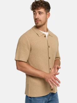 Indicode Herren Hemd Kurzarm - INDaxmark in beige sand
