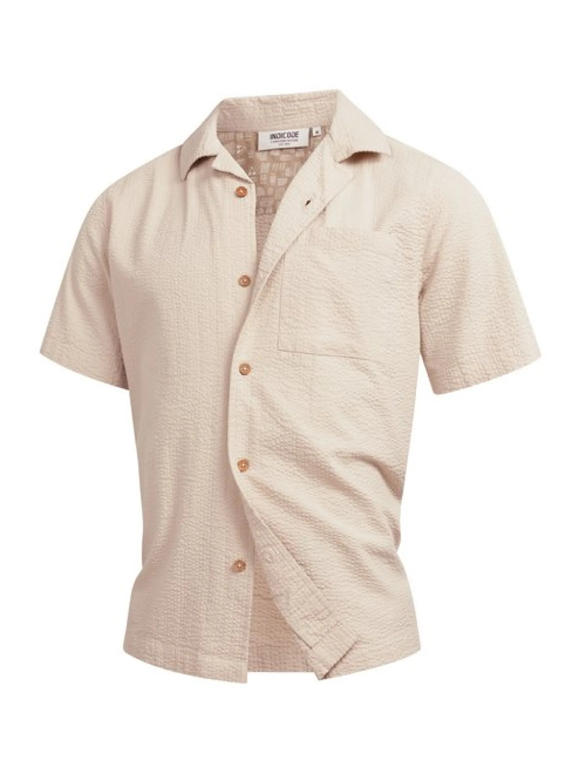 Indicode Herren Hemd Kurzarm - INDriller in beige taupe