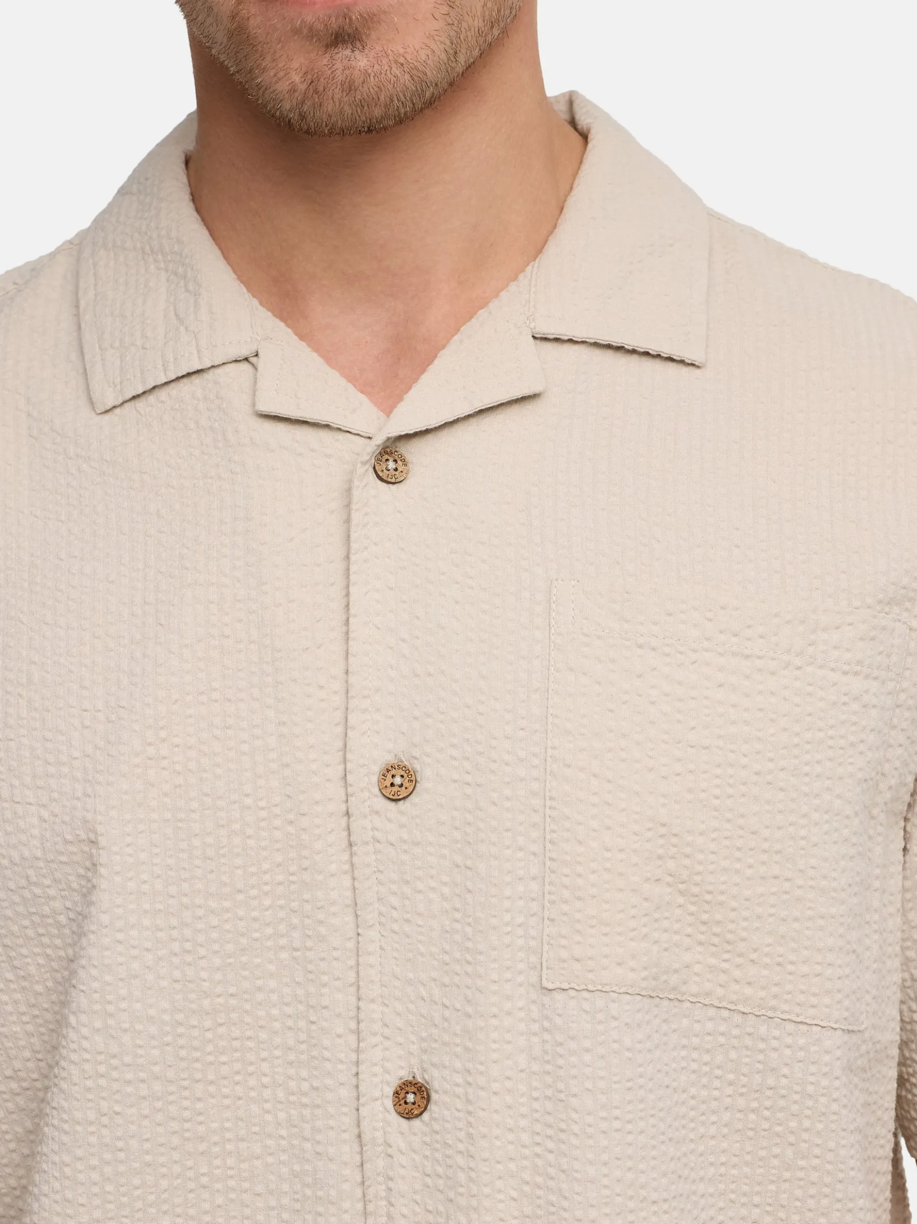 Indicode Herren Hemd Kurzarm - INDriller in beige taupe