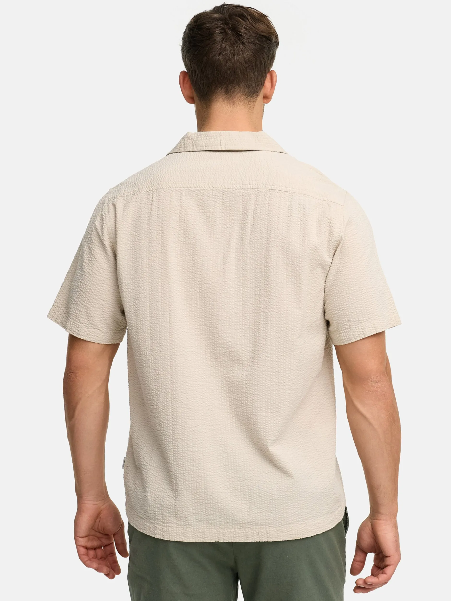Indicode Herren Hemd Kurzarm - INDriller in beige taupe