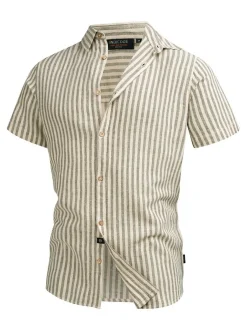 Indicode Herren Hemd Kurzarm - INKiss in khaki