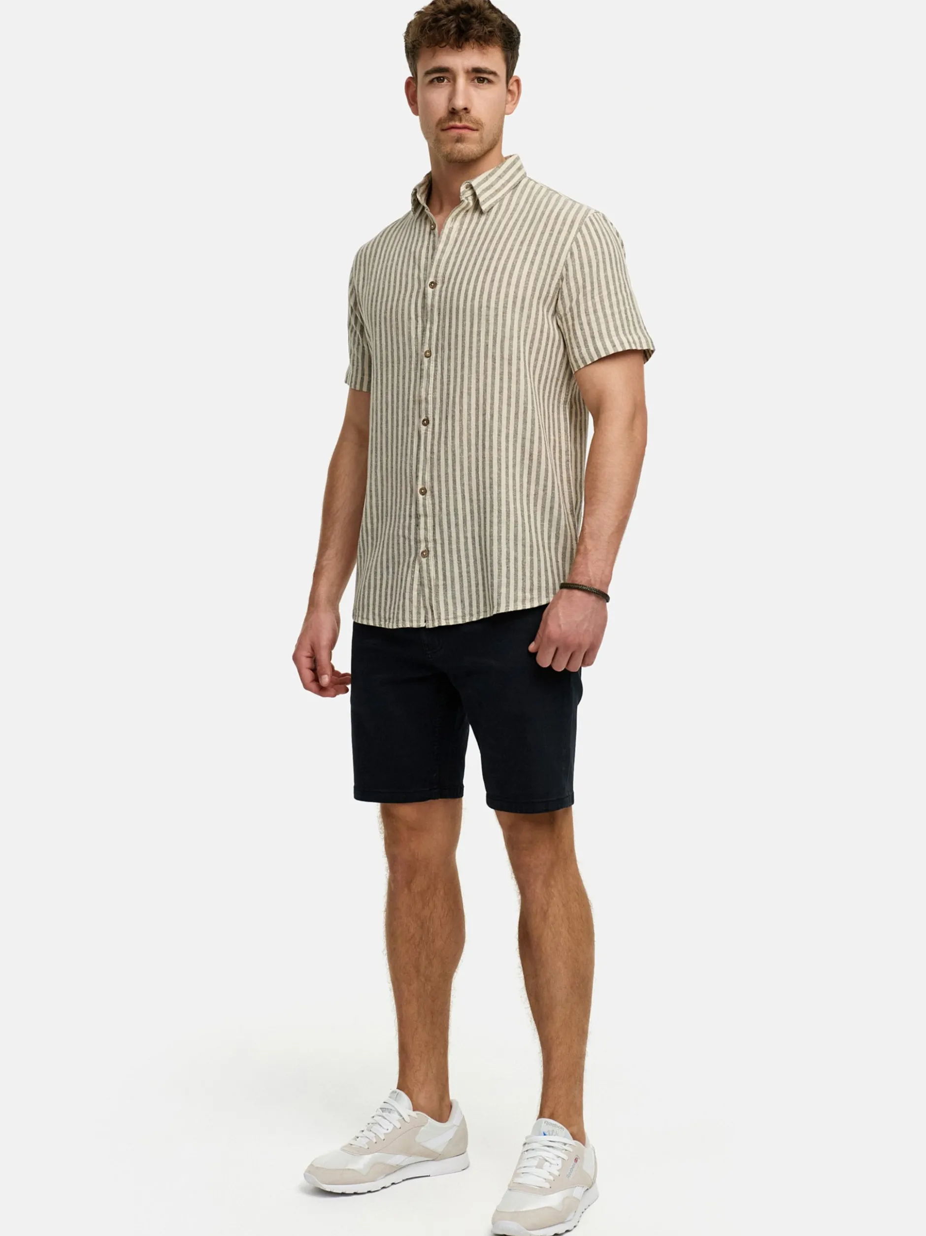 Indicode Herren Hemd Kurzarm - INKiss in khaki