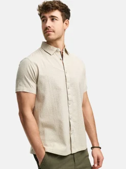 Indicode Herren Hemd Kurzarm - INMaribo in beige taupe