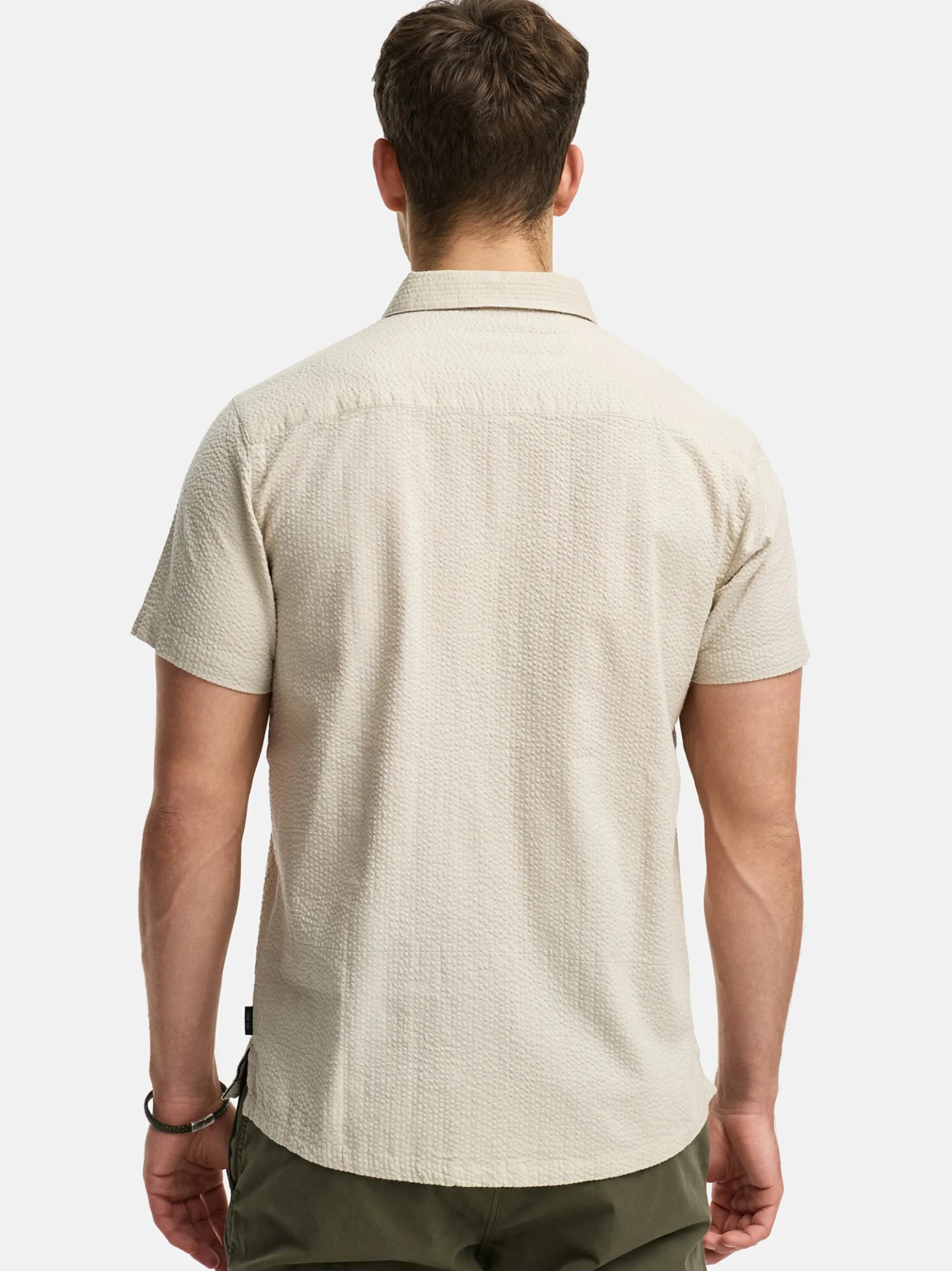 Indicode Herren Hemd Kurzarm - INMaribo in beige taupe