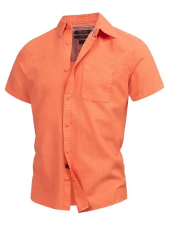Indicode Herren Hemd Kurzarm - INGunther in orange pink
