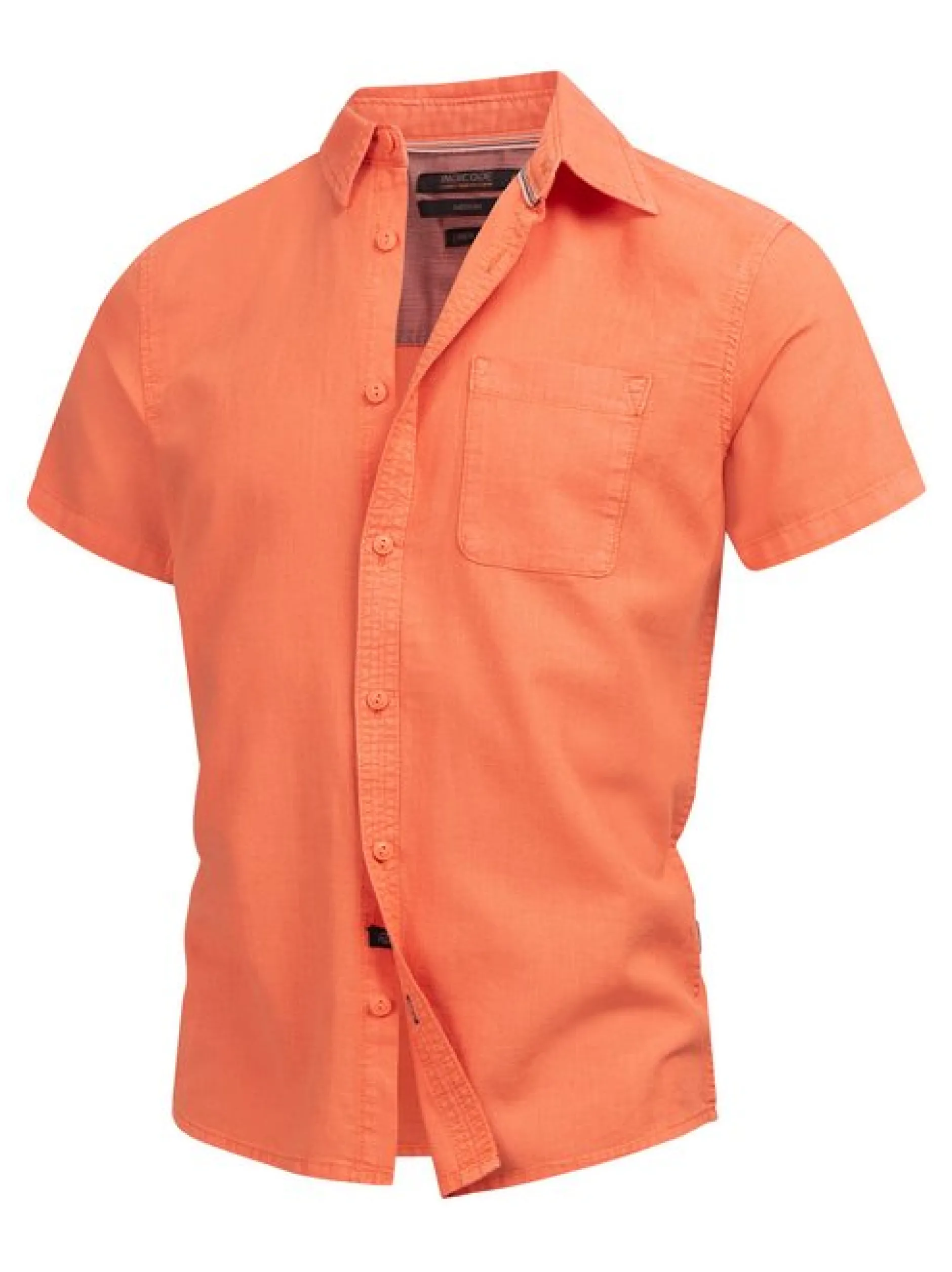 Indicode Herren Hemd Kurzarm - INGunther in orange pink