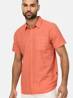 Indicode Herren Hemd Kurzarm - INGunther in orange pink