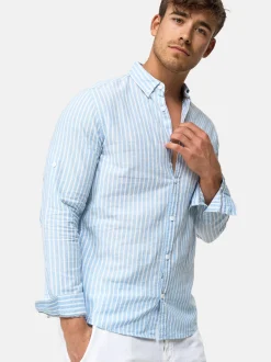 Indicode Herren Hemd Langarm - Brayden in hellblau