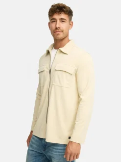 Indicode Herren Hemd Langarm - INNemoto Zip Shirt in beige sand