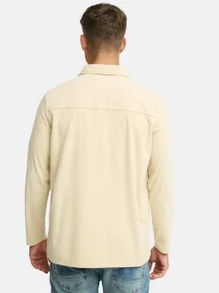 Indicode Herren Hemd Langarm - INNemoto Zip Shirt in beige sand