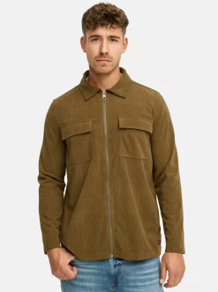 Indicode Herren Hemd Langarm - INNemoto Zip Shirt in oliv