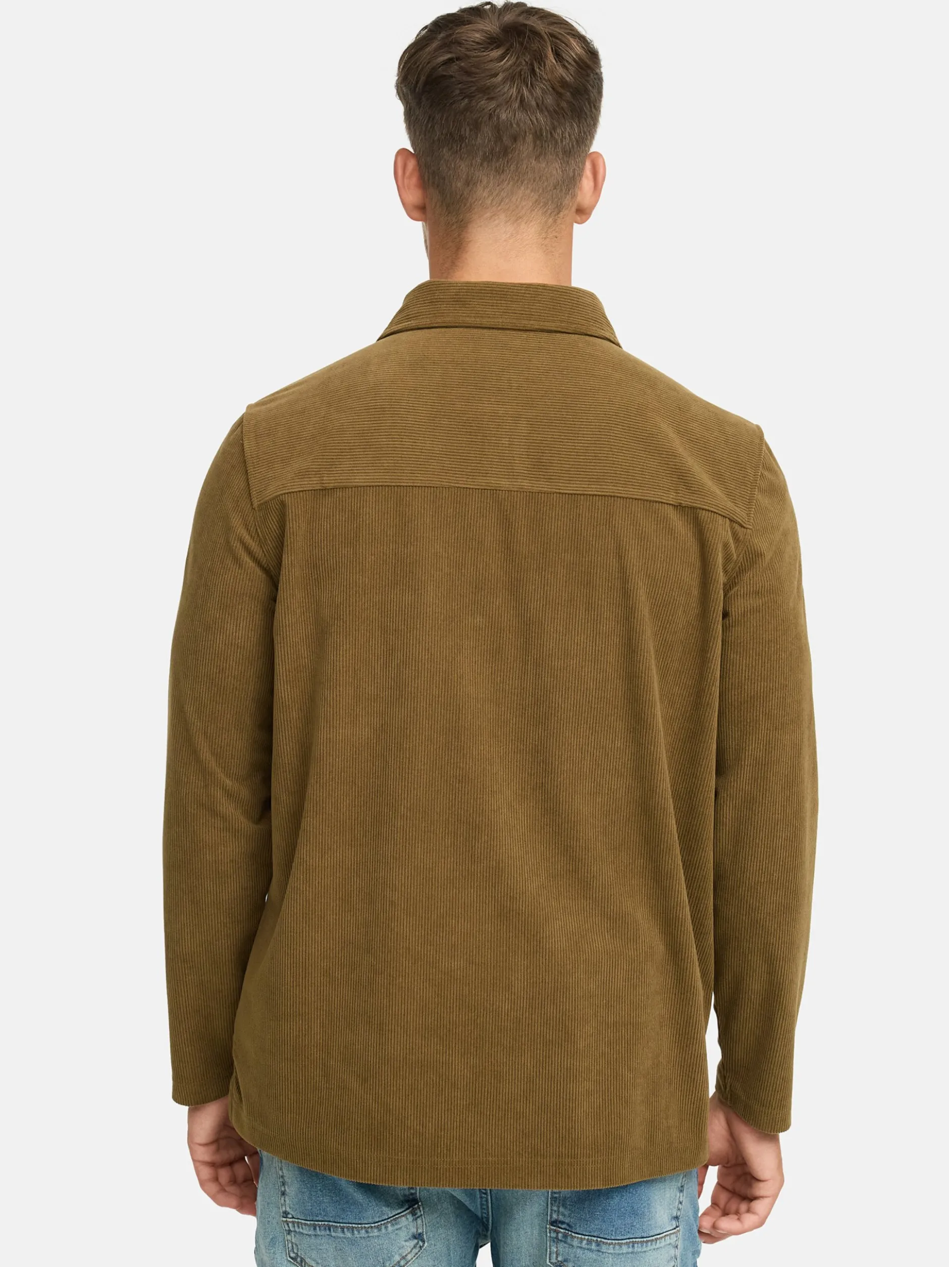 Indicode Herren Hemd Langarm - INNemoto Zip Shirt in oliv