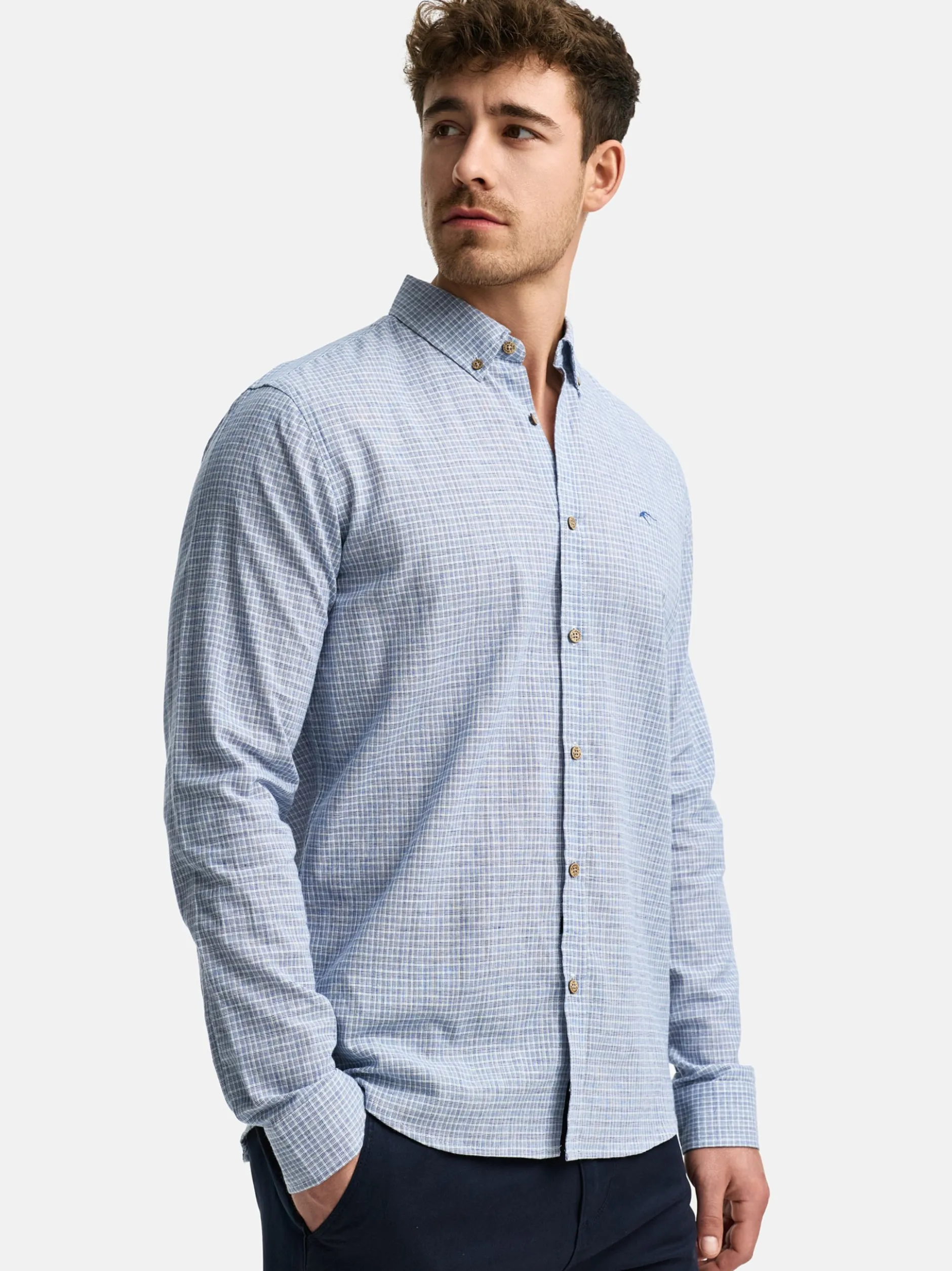 Indicode Herren Hemd Langarm - INTerra in aqua blau