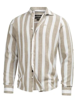 Indicode Herren Hemd Langarm - Brayden in beige grün
