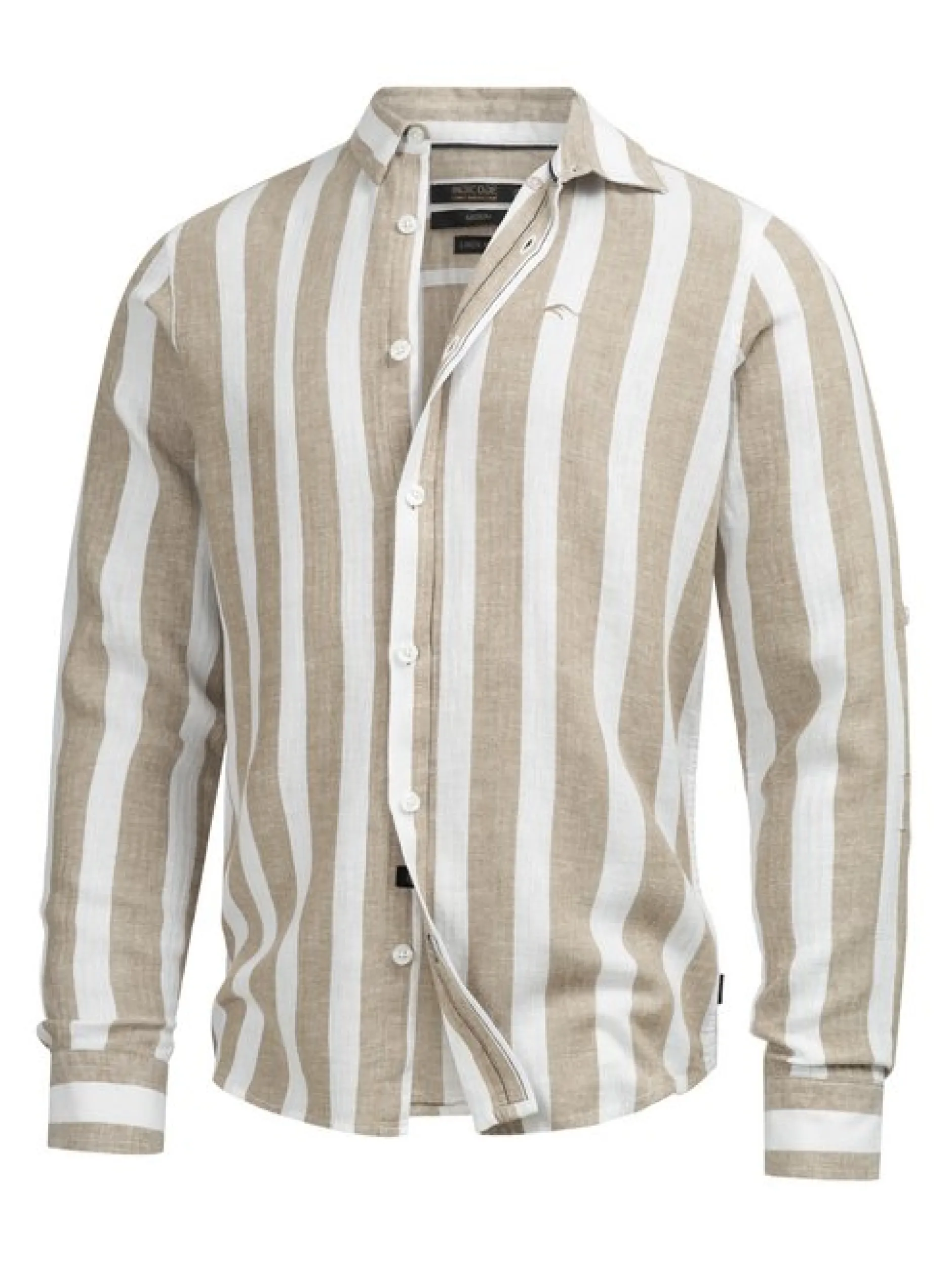 Indicode Herren Hemd Langarm - Brayden in beige grün