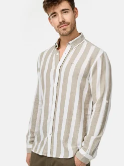 Indicode Herren Hemd Langarm - Brayden in beige grün